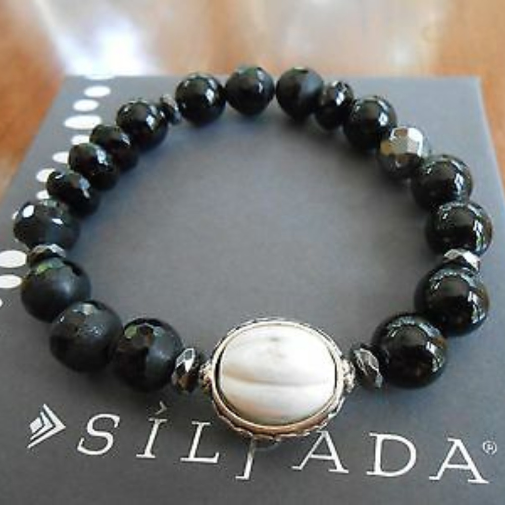 B3169 Silpada BLACKBOARD Stretch Bracelet (b)